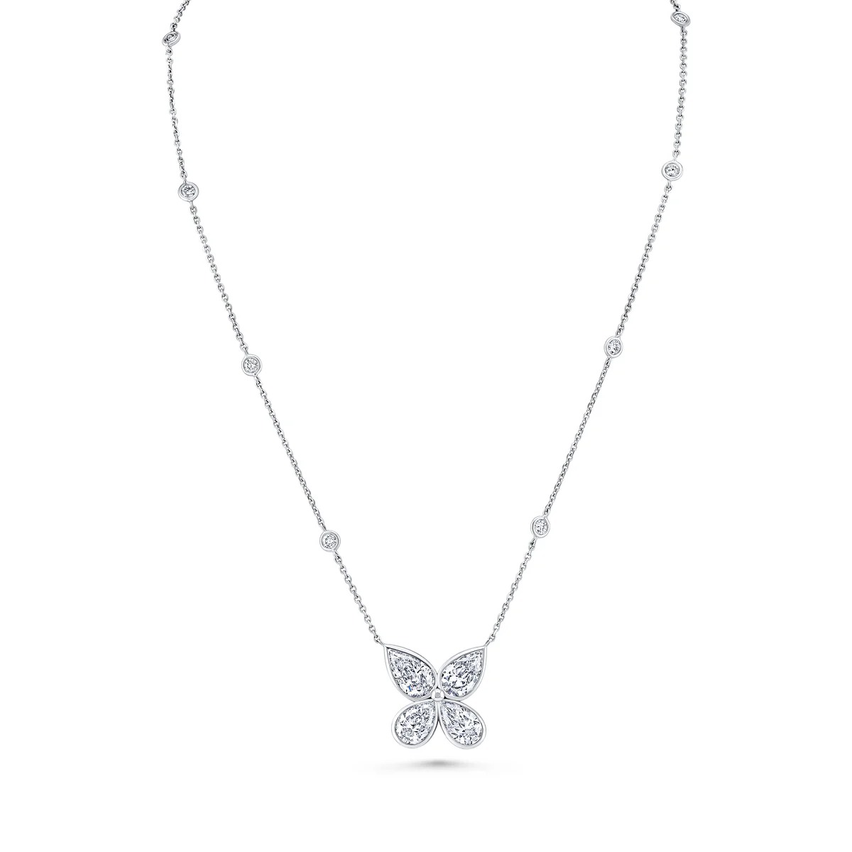 Norman Silverman butterfly diamond pendant in white gold