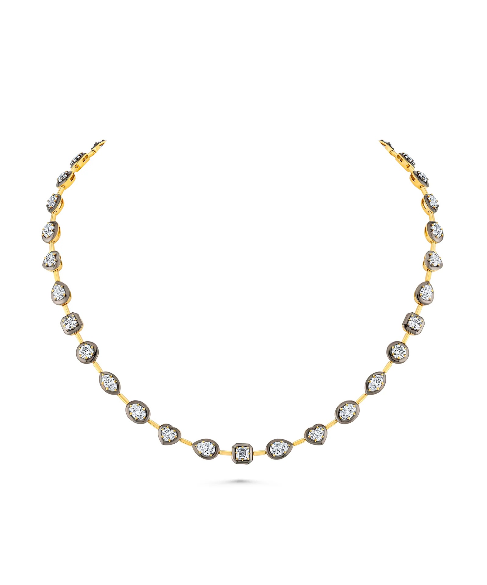 Norman Silverman fancy shape diamond necklace with rhodium detail