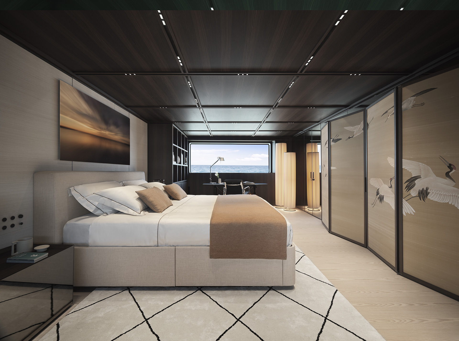 Owner suite on the main deck of the Sanlorenzo 50Steel
