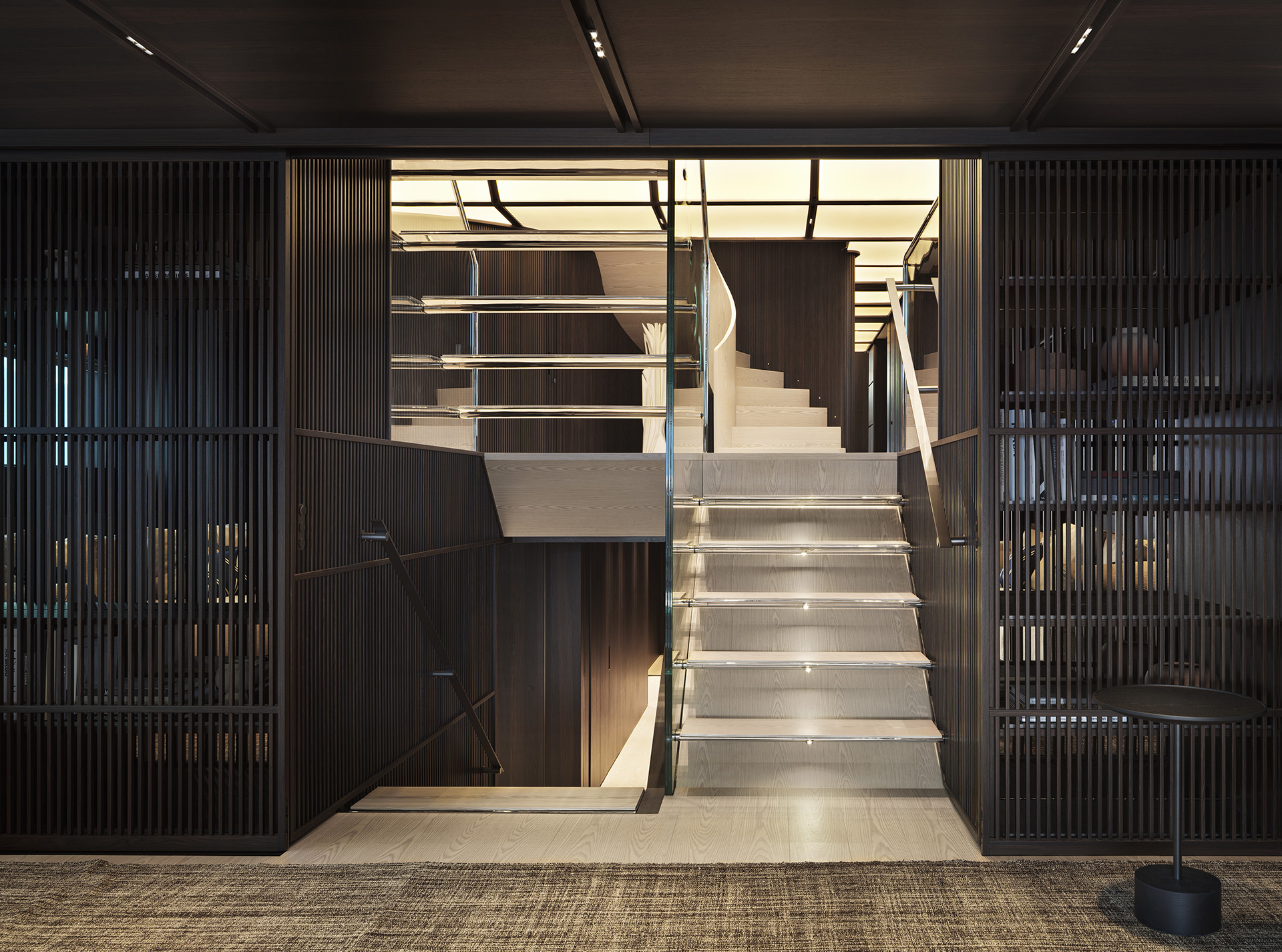 Multi-level beach-house dining area aboard the Sanlorenzo 50Steel