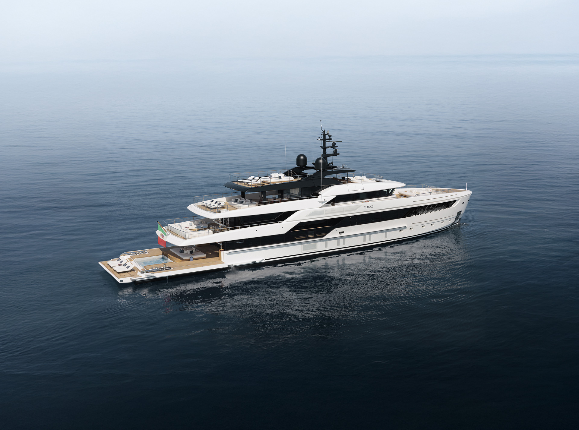 Aft deck arrangement aboard the Sanlorenzo 50Steel