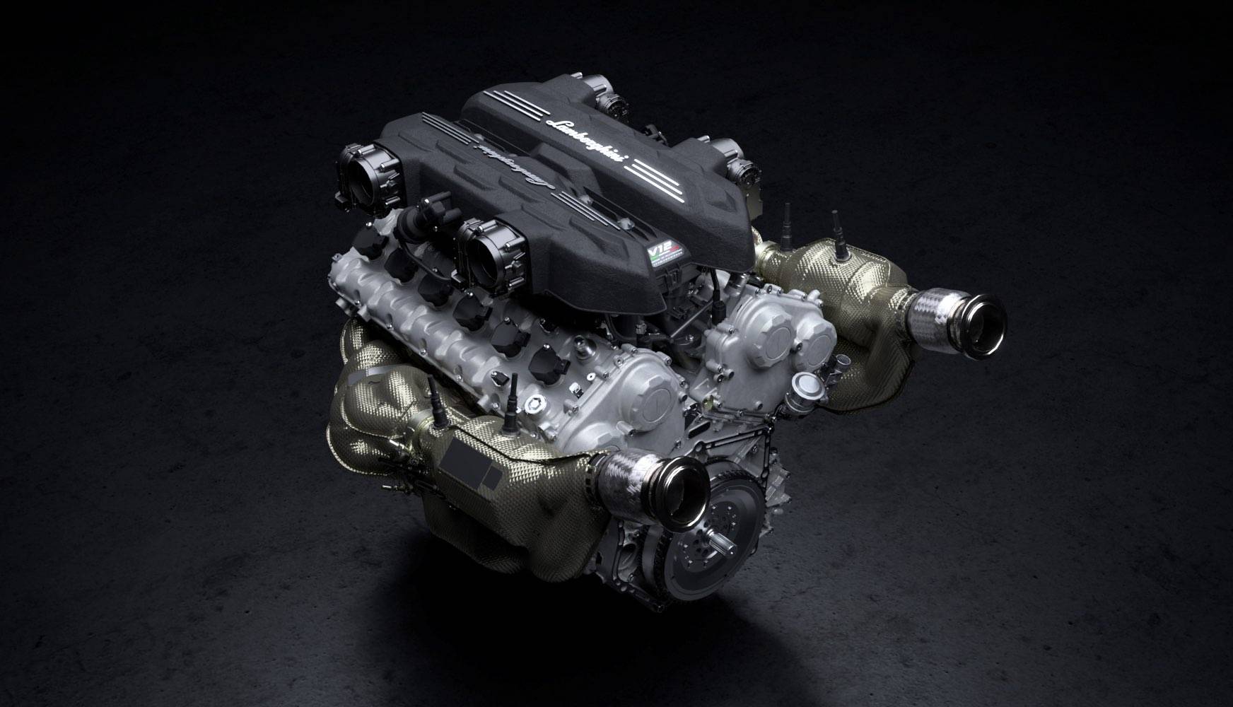 Official technical view of the Lamborghini Revuelto V12 system