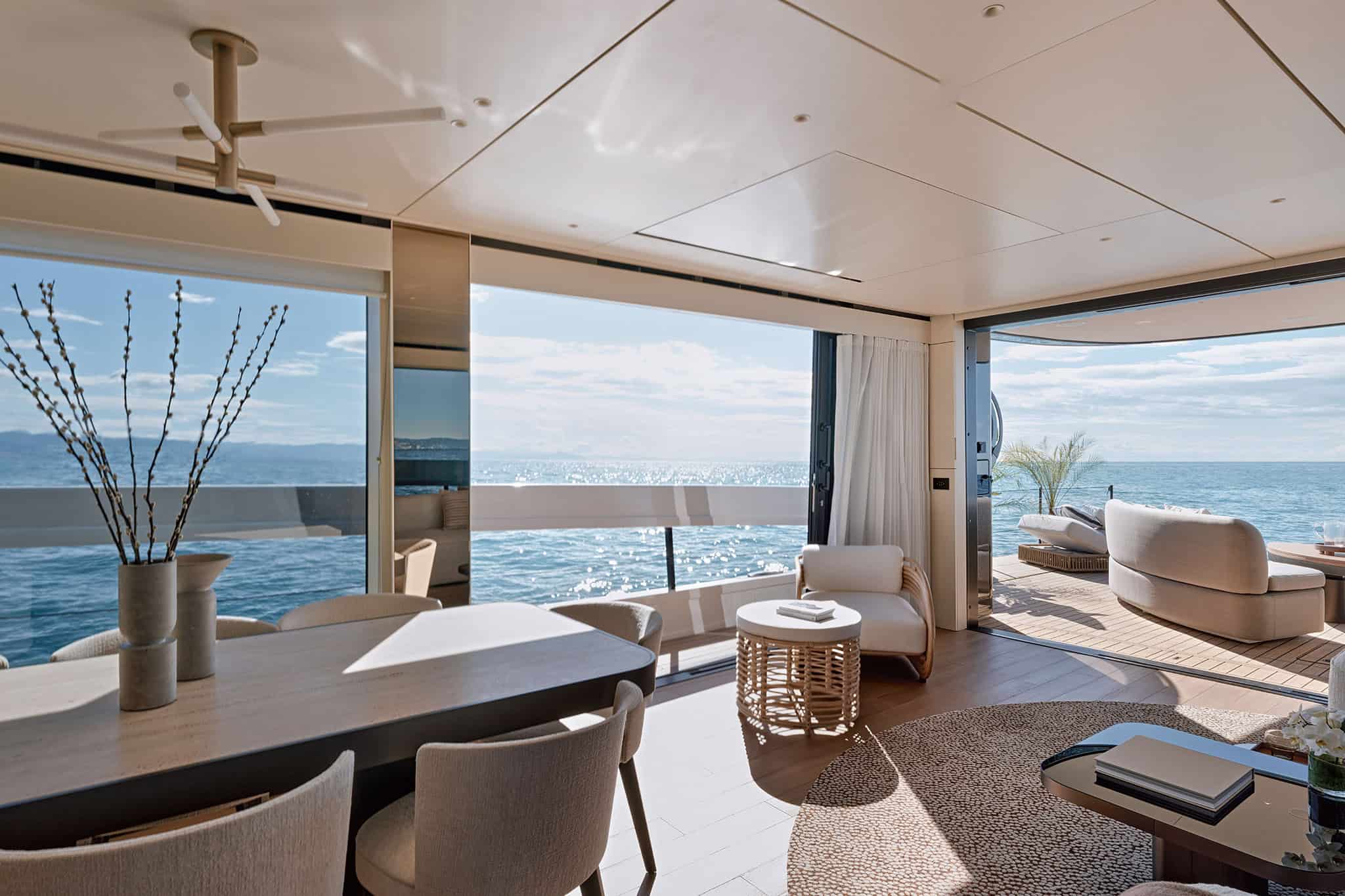 Seating arrangement inside the Azimut Seadeck 9 salon