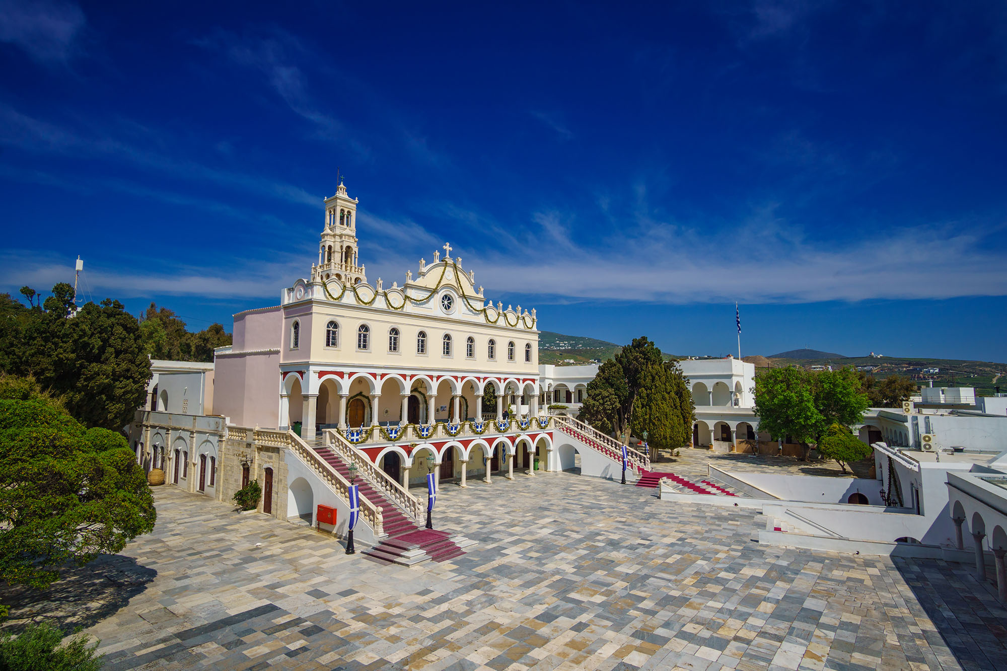 Church of Panagia Evangelistria and its marble approach on Tinos