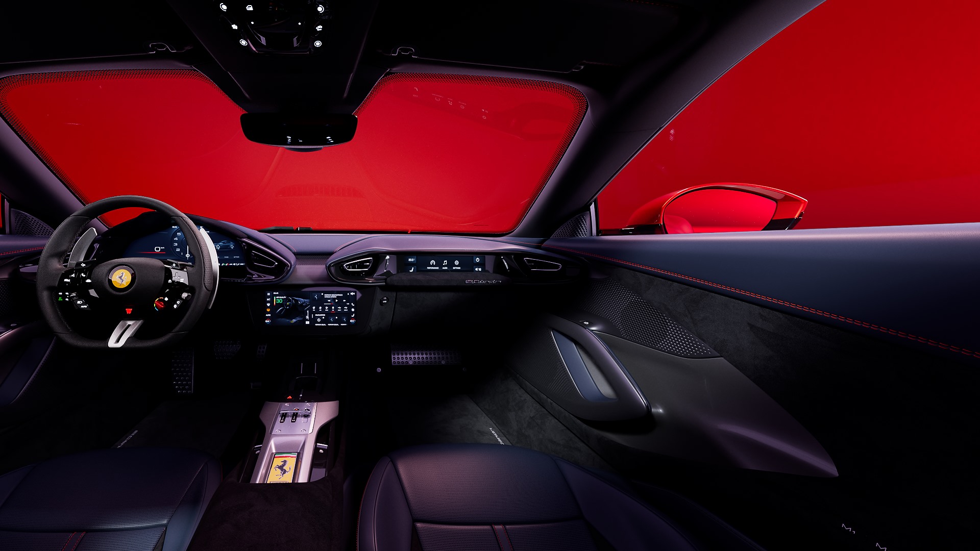 Official interior view of the Ferrari 12Cilindri cockpit
