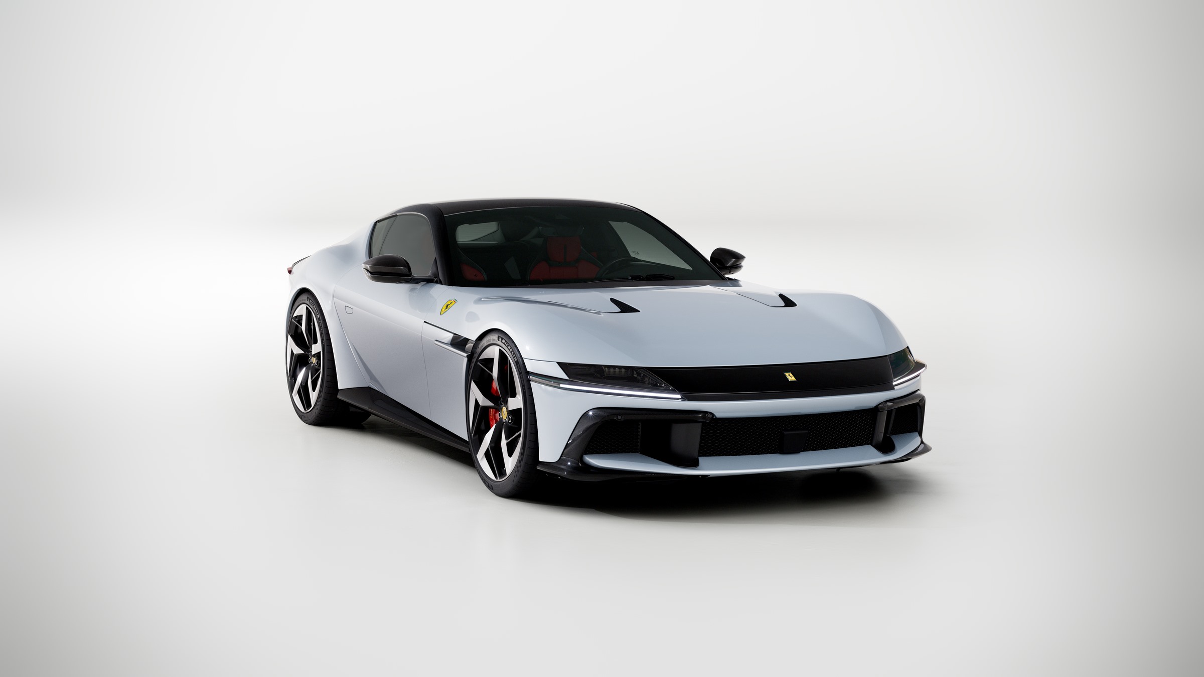 White Ferrari 12Cilindri shown in an official studio view