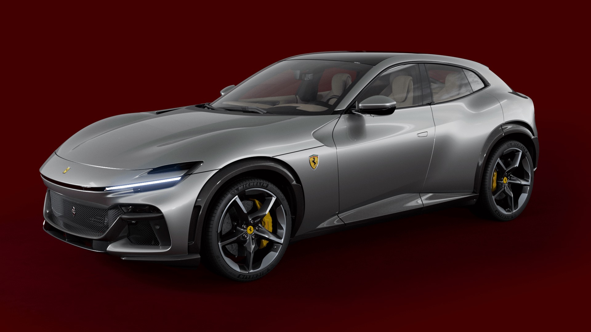 Official technical rendering of airflow around the Ferrari Purosangue aerobridge