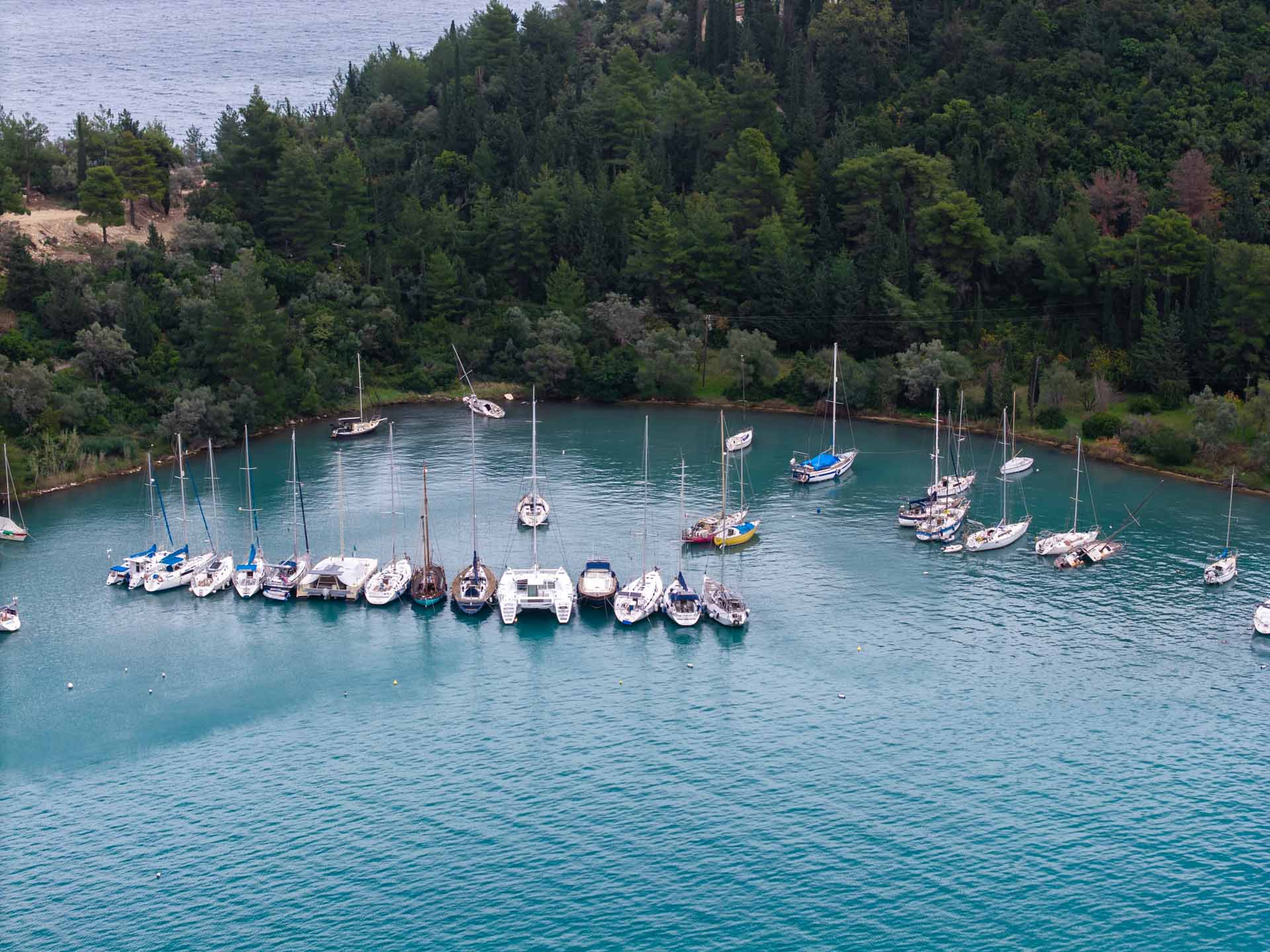 White cliffs and deep blue sea along the coast of Lefkada