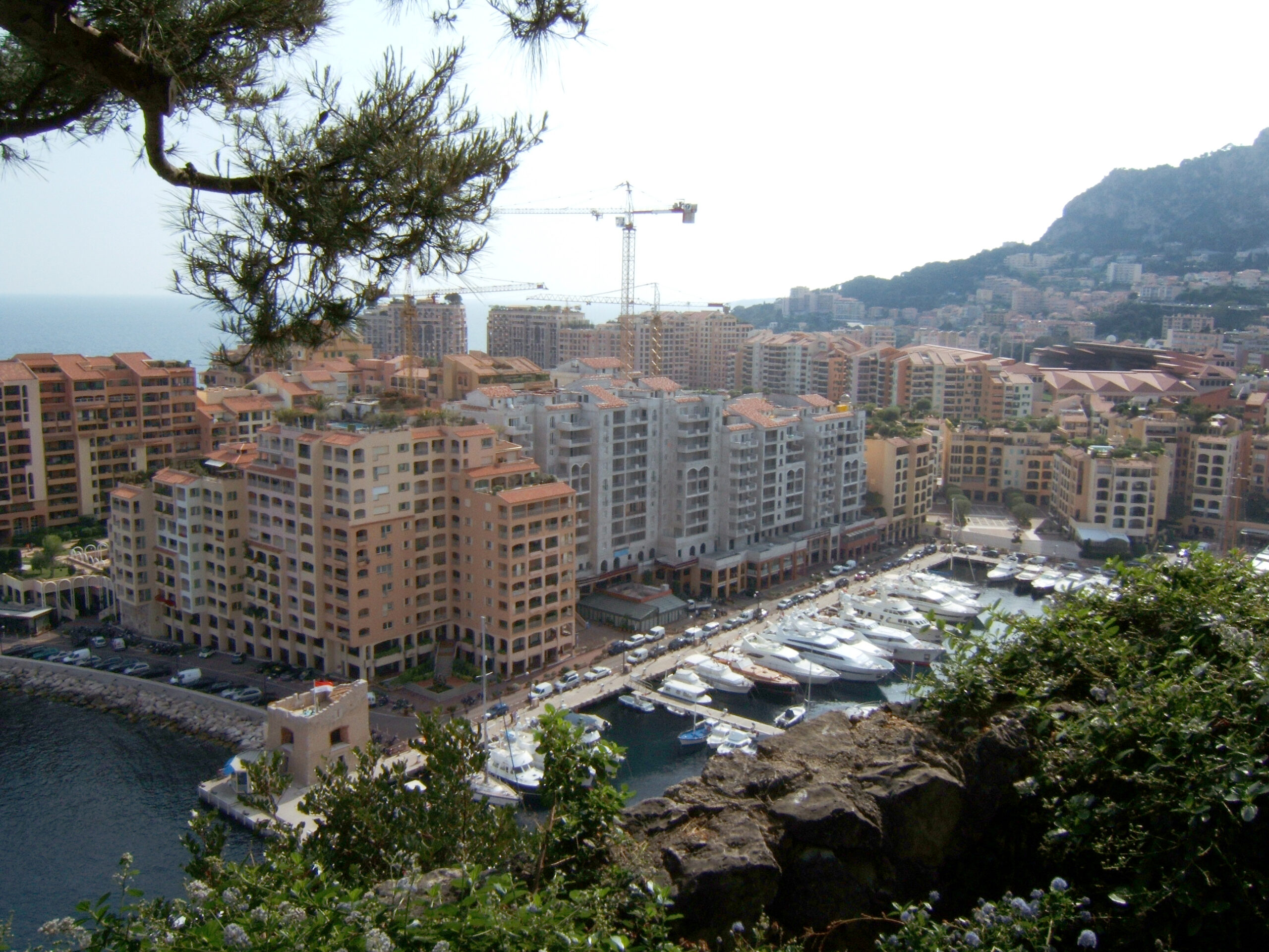 Yachts and waterfront buildings around the Port of Fontvieille in Monaco