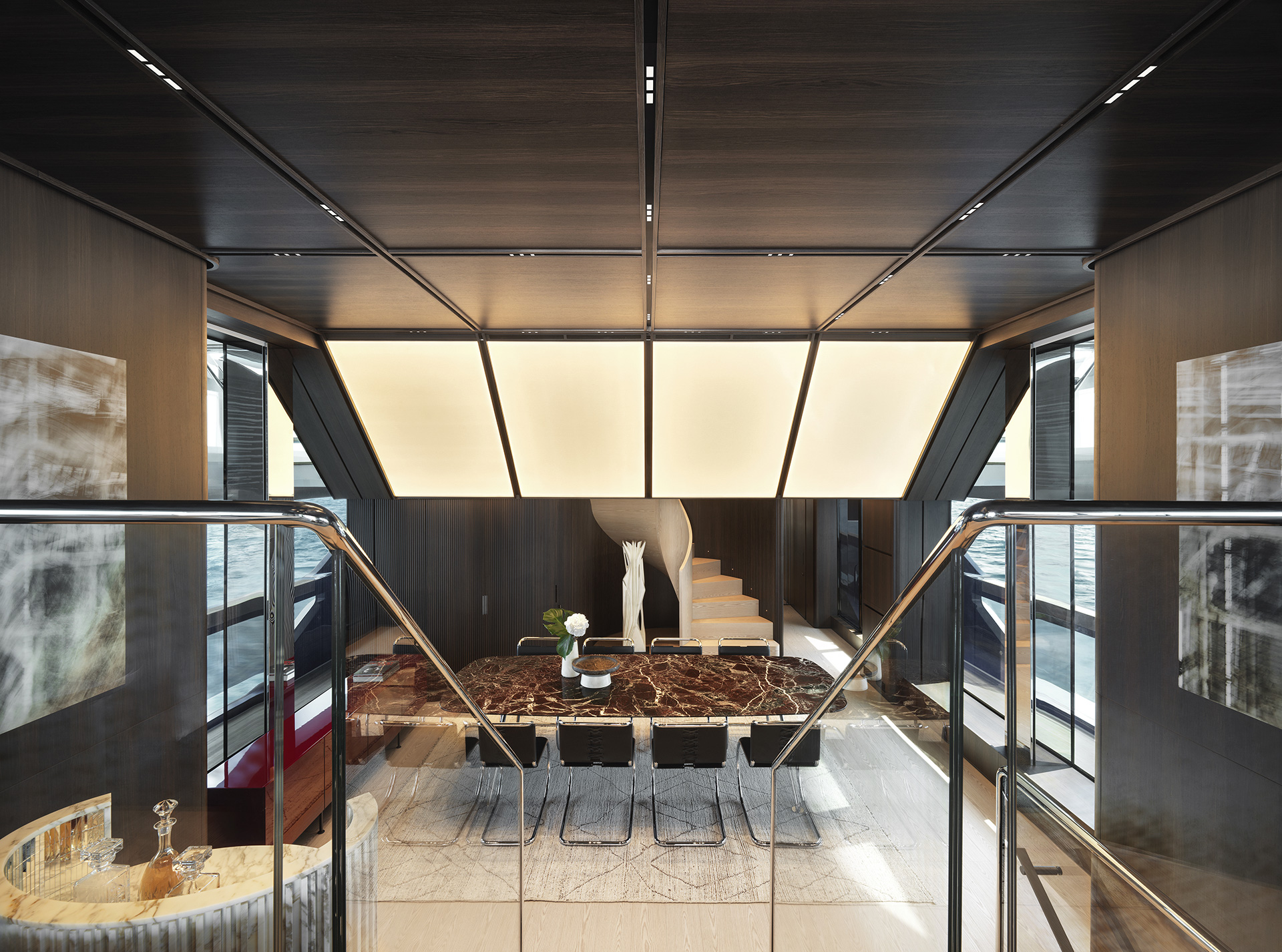 Main-deck dining area aboard Sanlorenzo 50Steel