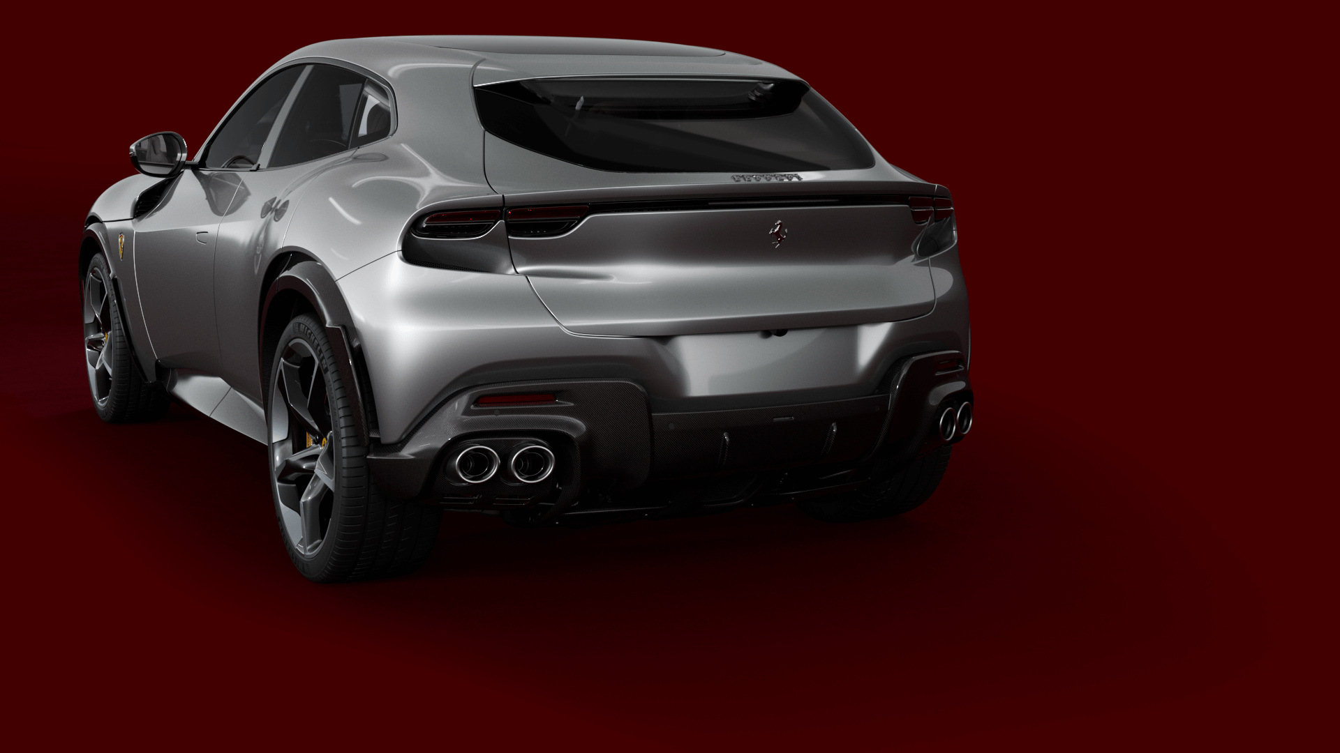 A rear three-quarter studio view of the 12Cilindri