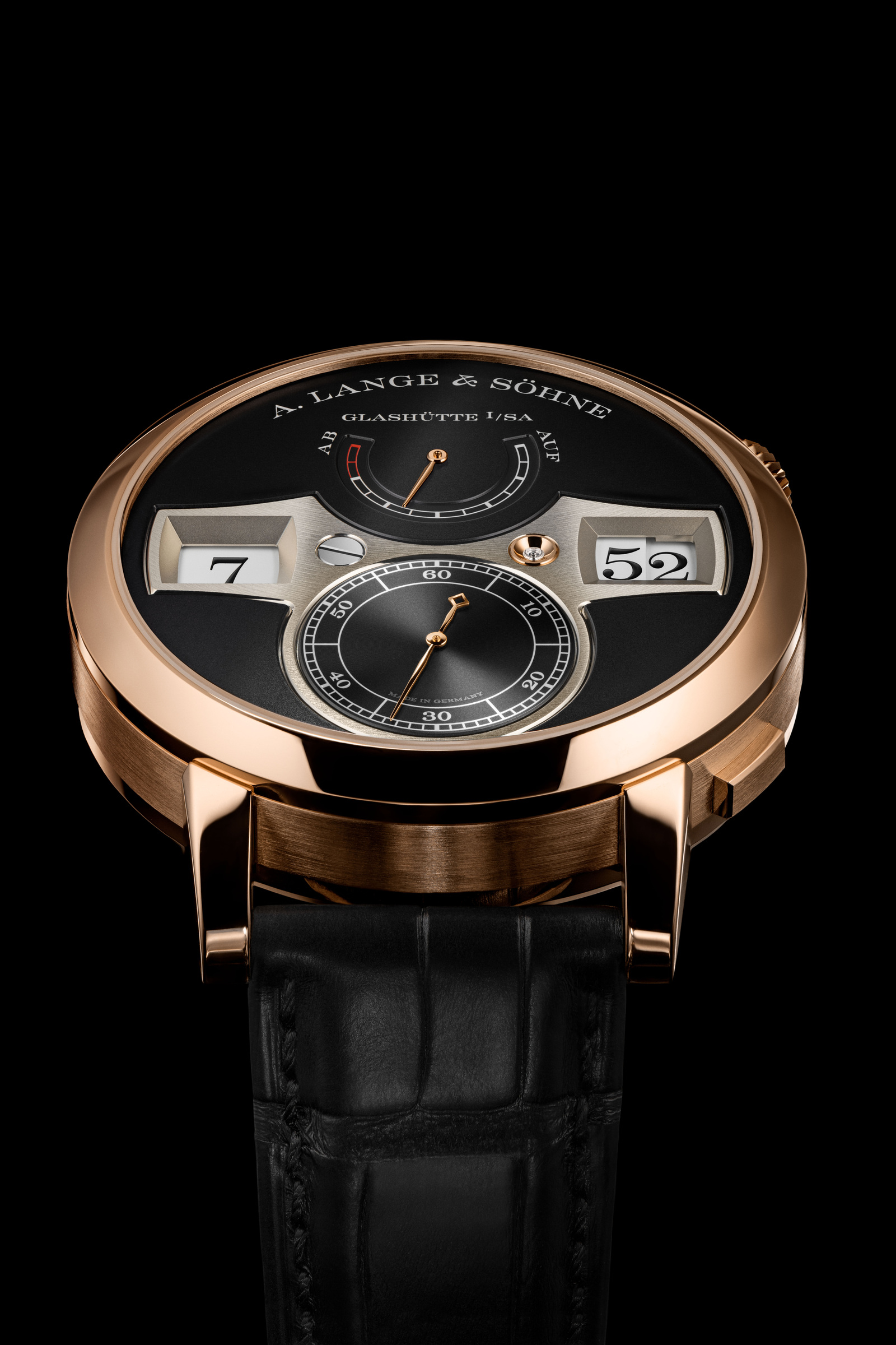Pink-gold Zeitwerk with black dial, reference142.031