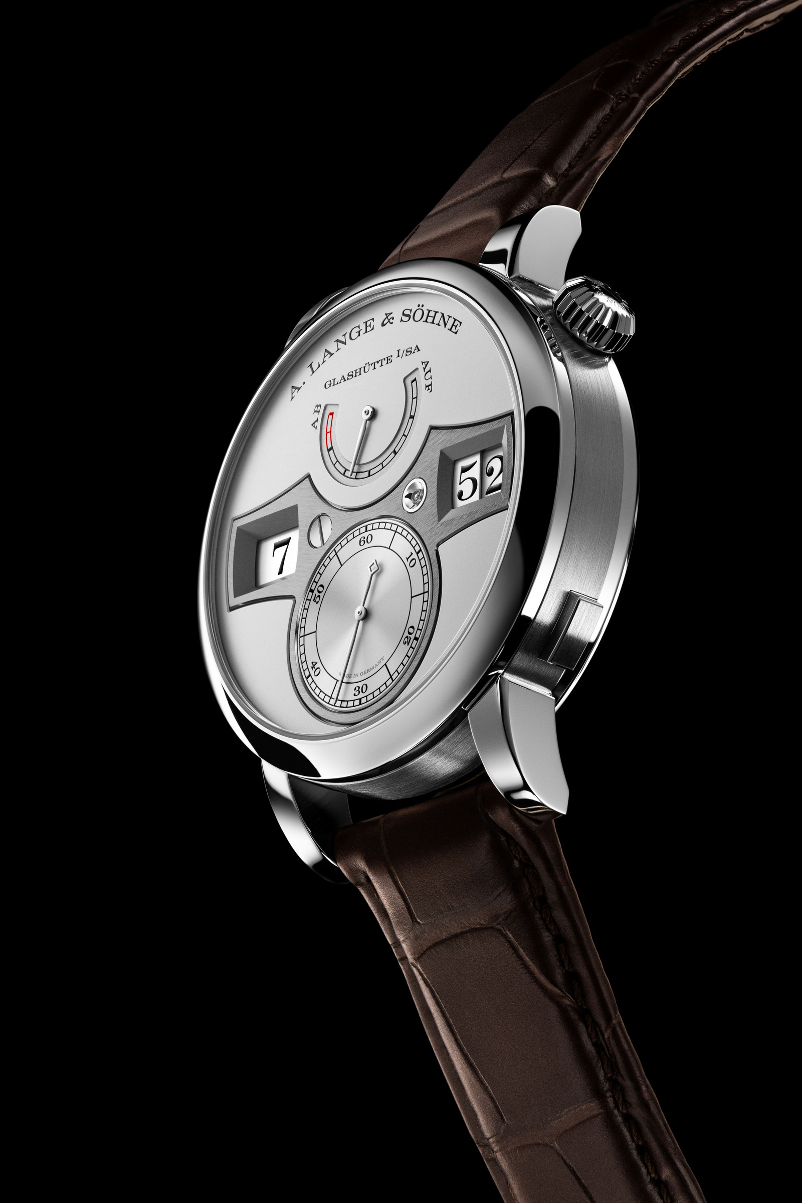 Platinum Zeitwerk with rhodié dial, reference142.025