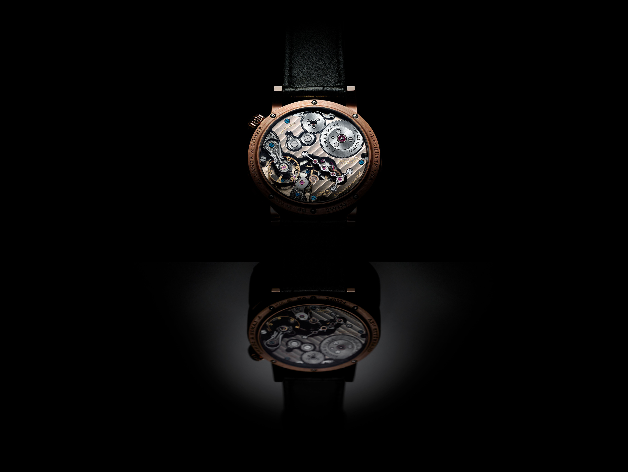 The movement viewed through the caseback in official photography