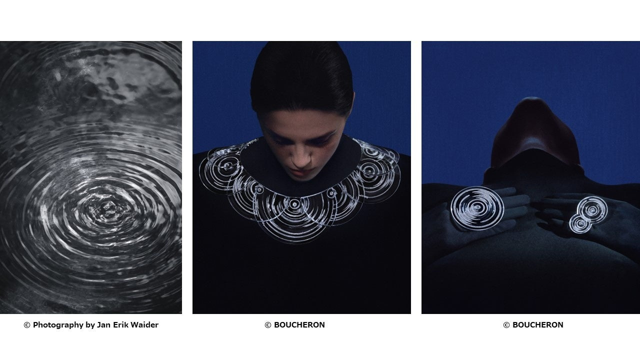 Ondes: official composition joining water, the worn jewel and a back view