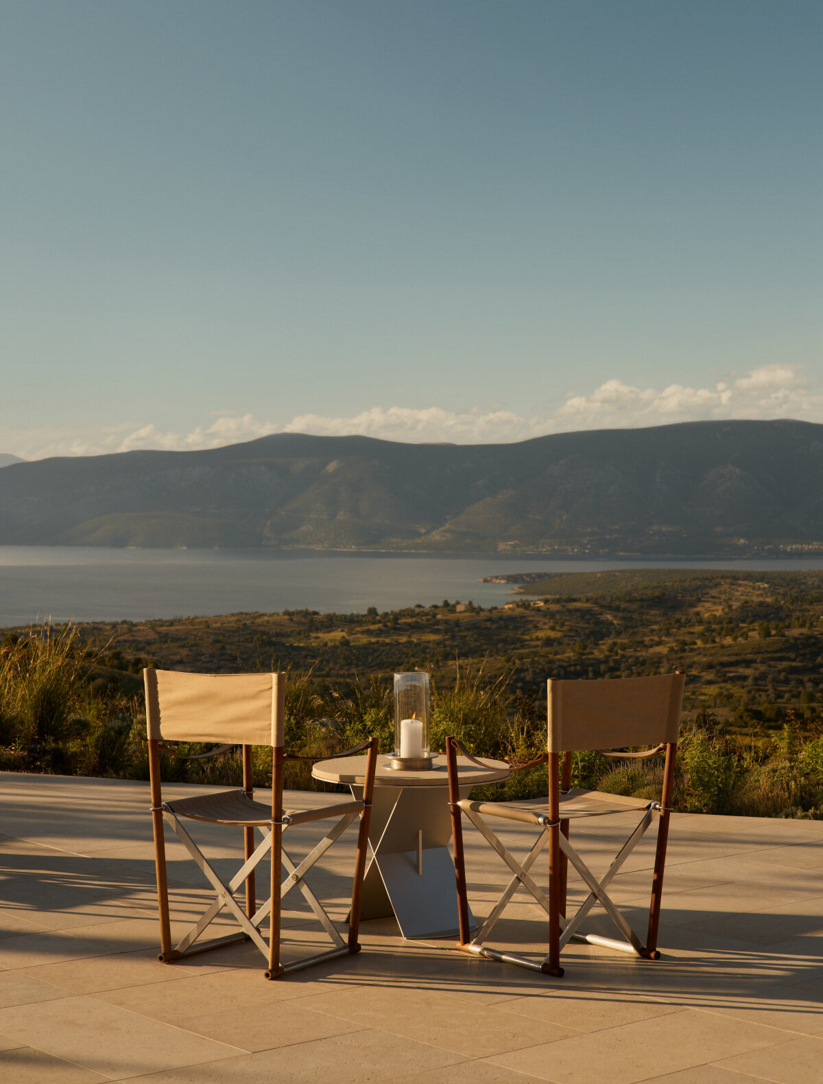 Terrace seating with the sea beyond