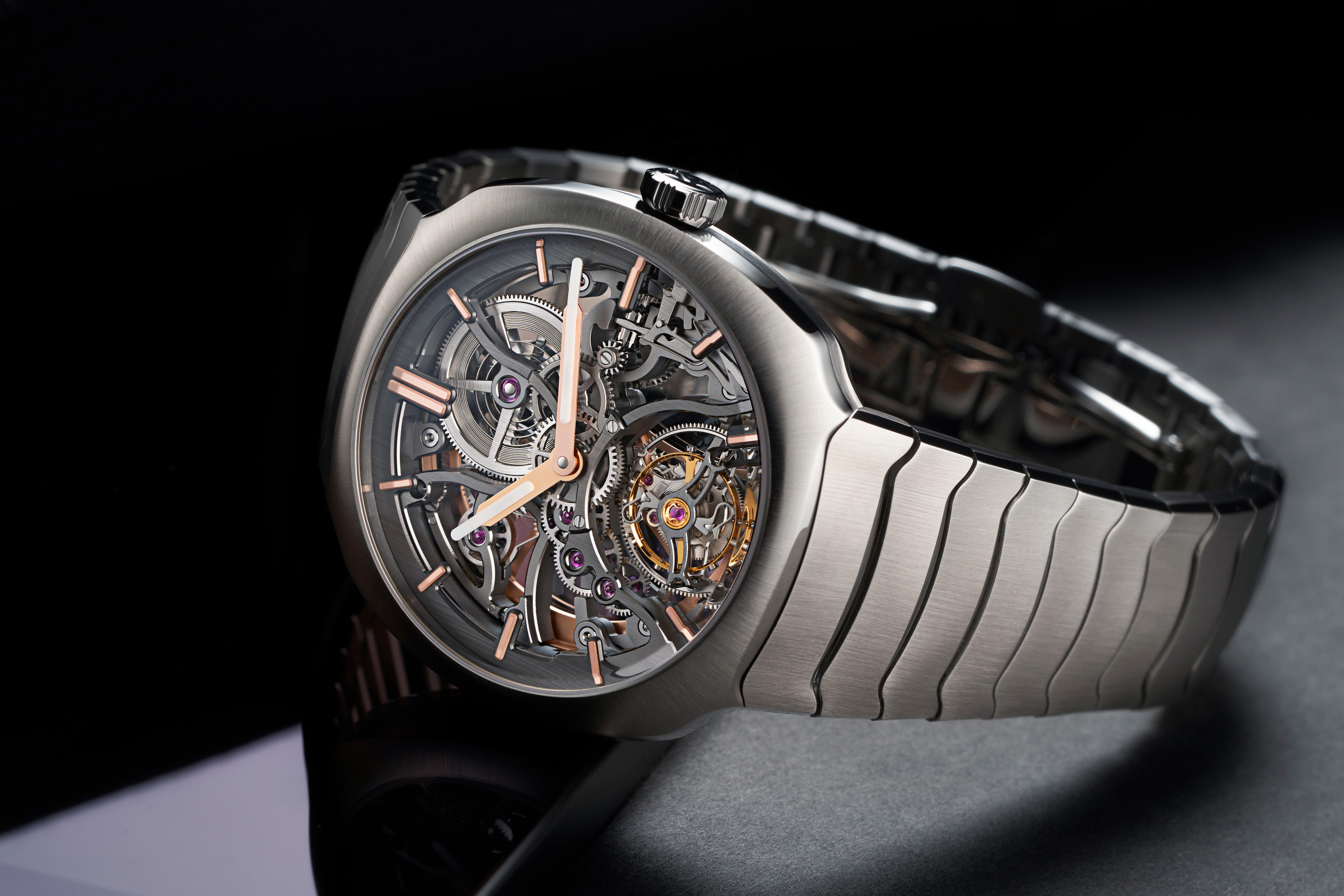 Steel Streamliner Tourbillon Skeleton 6814-1200 in a three-quarter studio photograph