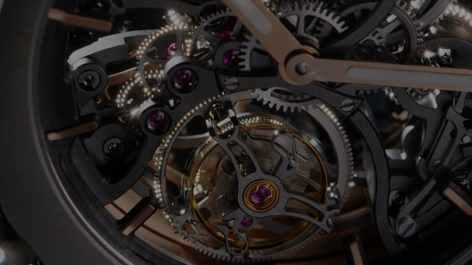 The tourbillon and open movement in an official close photograph