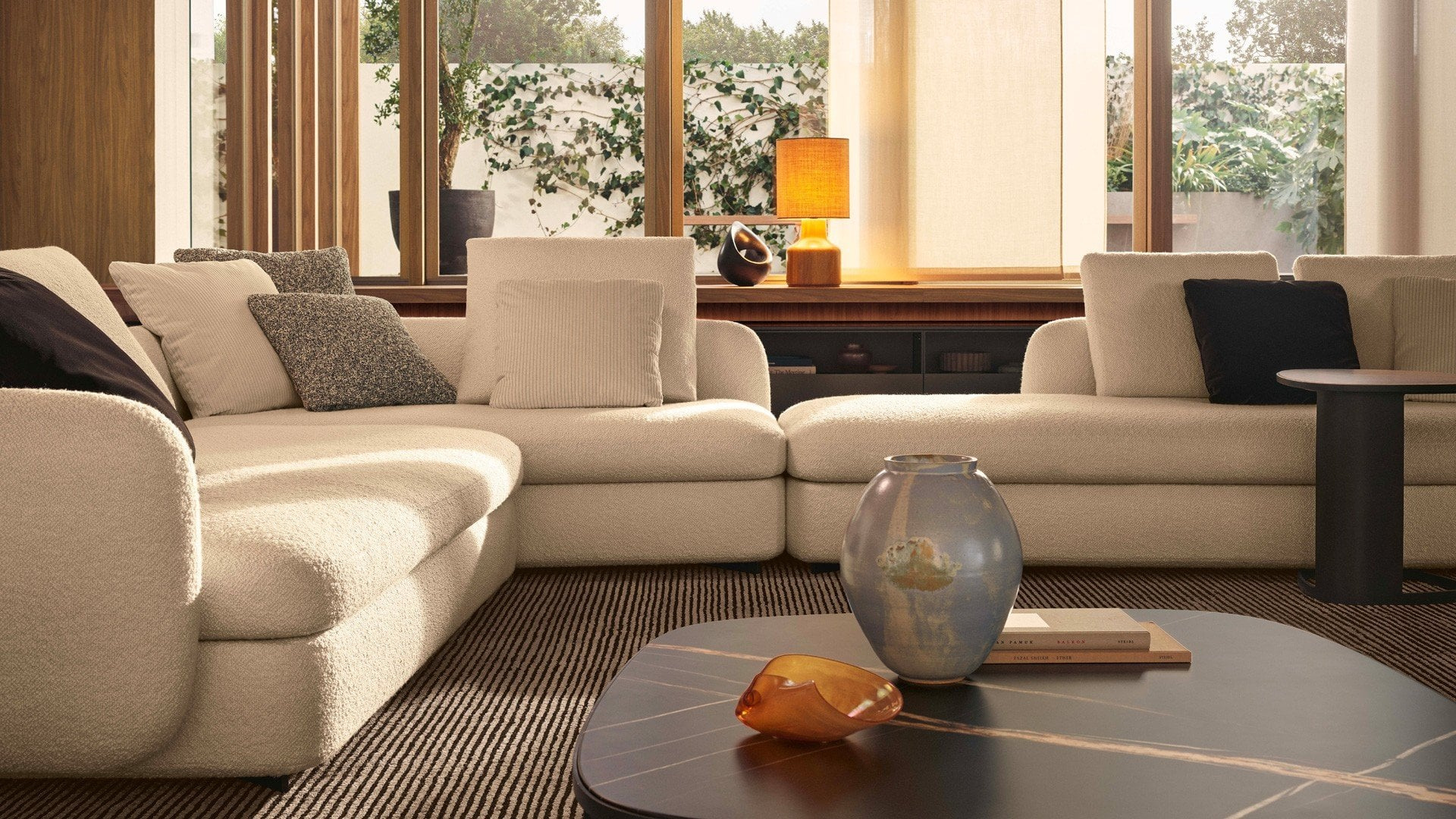 A closer Saint-Germain seating composition within its complete room