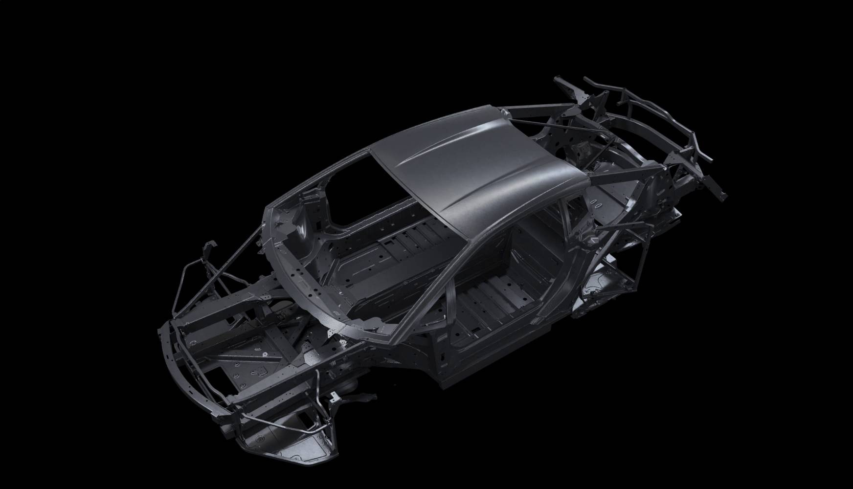 Manufacturer technical visualisation of the aluminium body structure