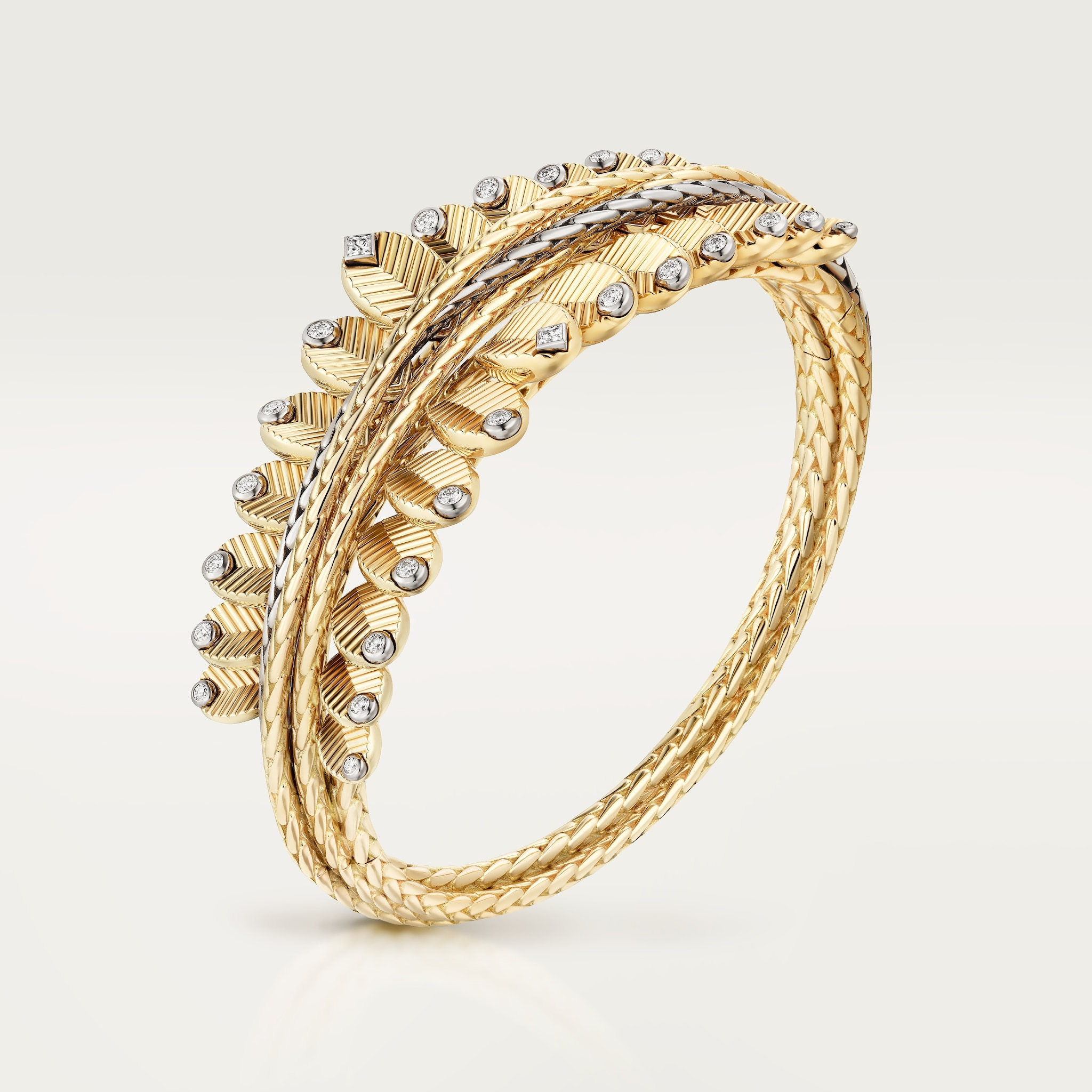 Grain de Café: A Coffee Bean Becomes a Gold Silhouette: Grain de Café bracelet in the complete studio view Official illustration; not a private object or commissioned examination.