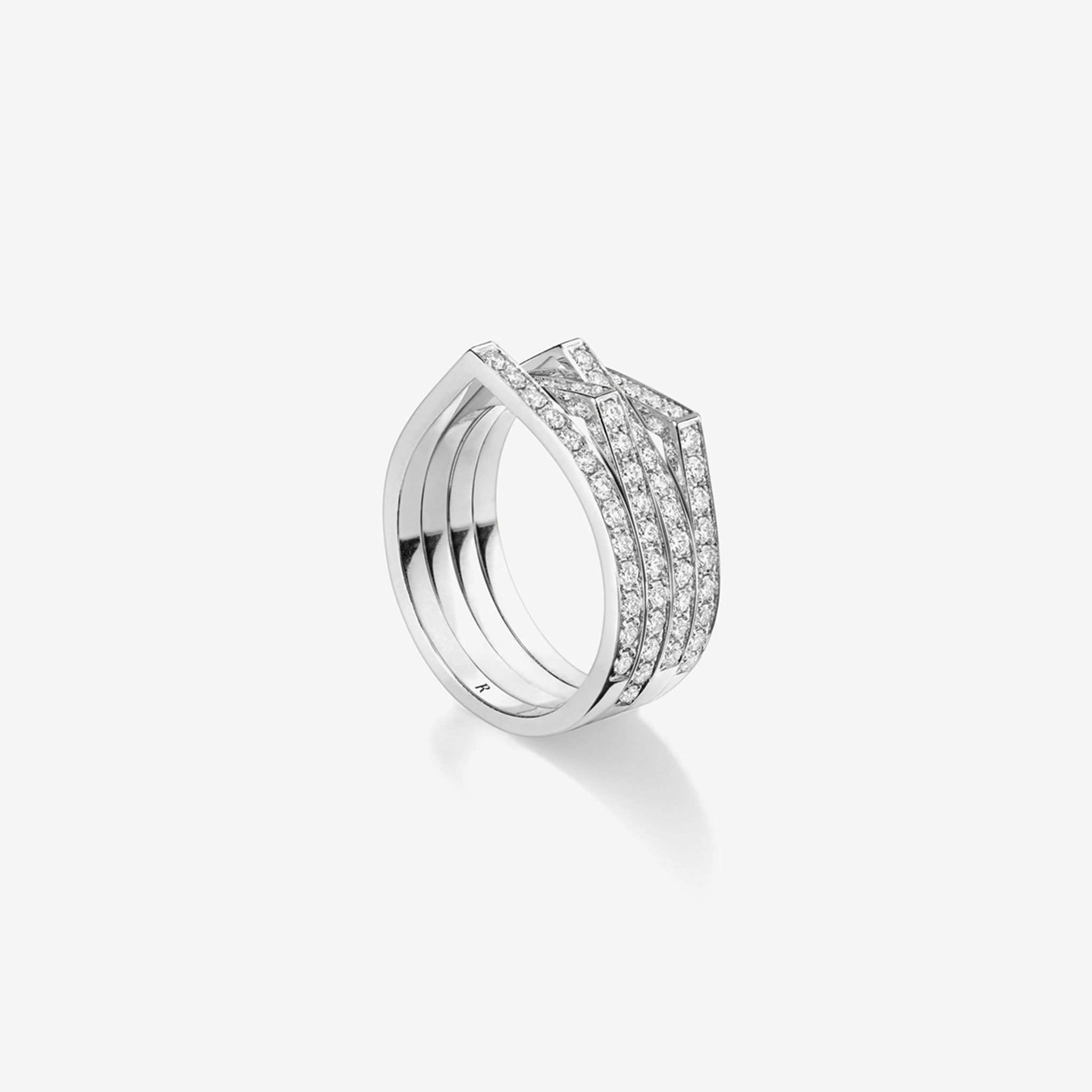 A white-metal multi-row Antifer ring