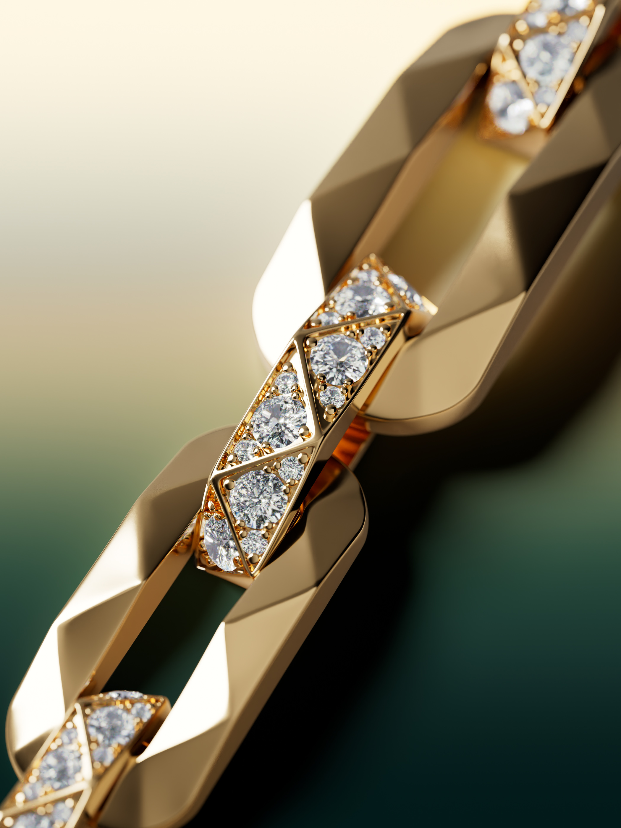 Close view of a faceted Laurence Graff Signature necklace