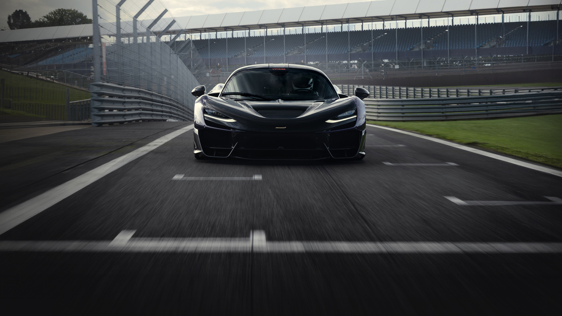 W1 viewed head-on in the official Silverstone sequence.