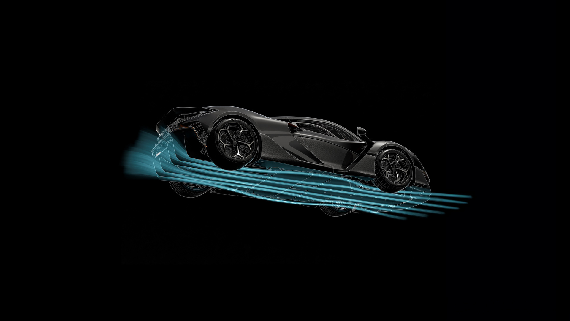 Official W1 airflow visualisation; an explanatory graphic rather than a road-test photograph.
