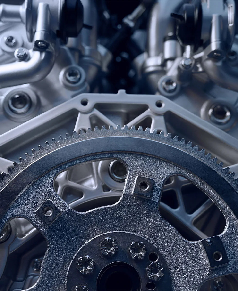 Mechanical detail from Aston Martin’s Vanquish engine sequence.