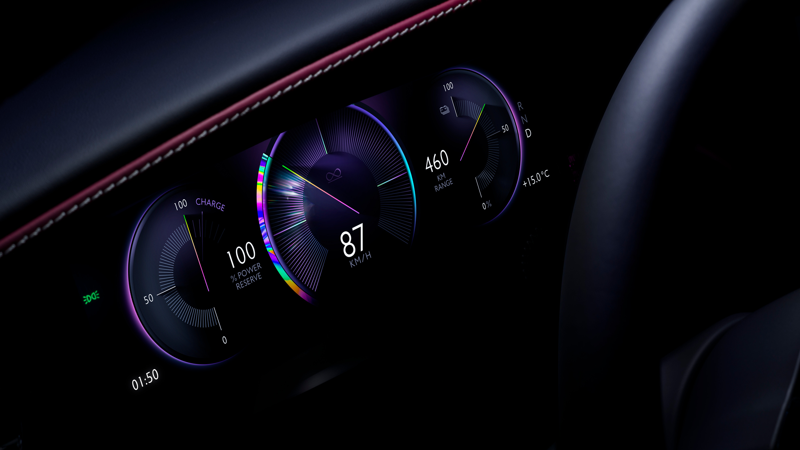 Digital instruments in the original Black Badge Spectre.