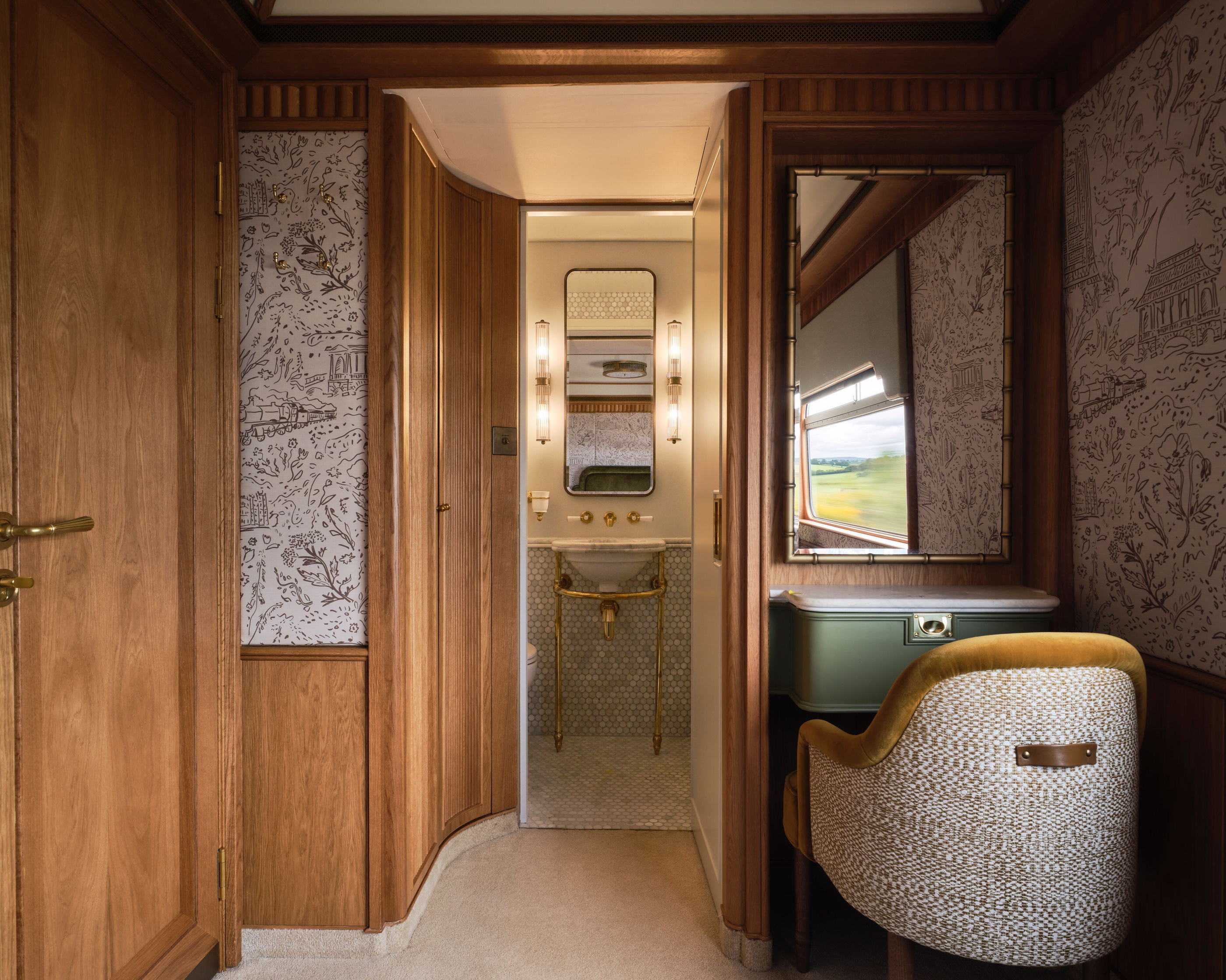 Double Cabin desk and bathroom connection aboard Britannic Explorer.