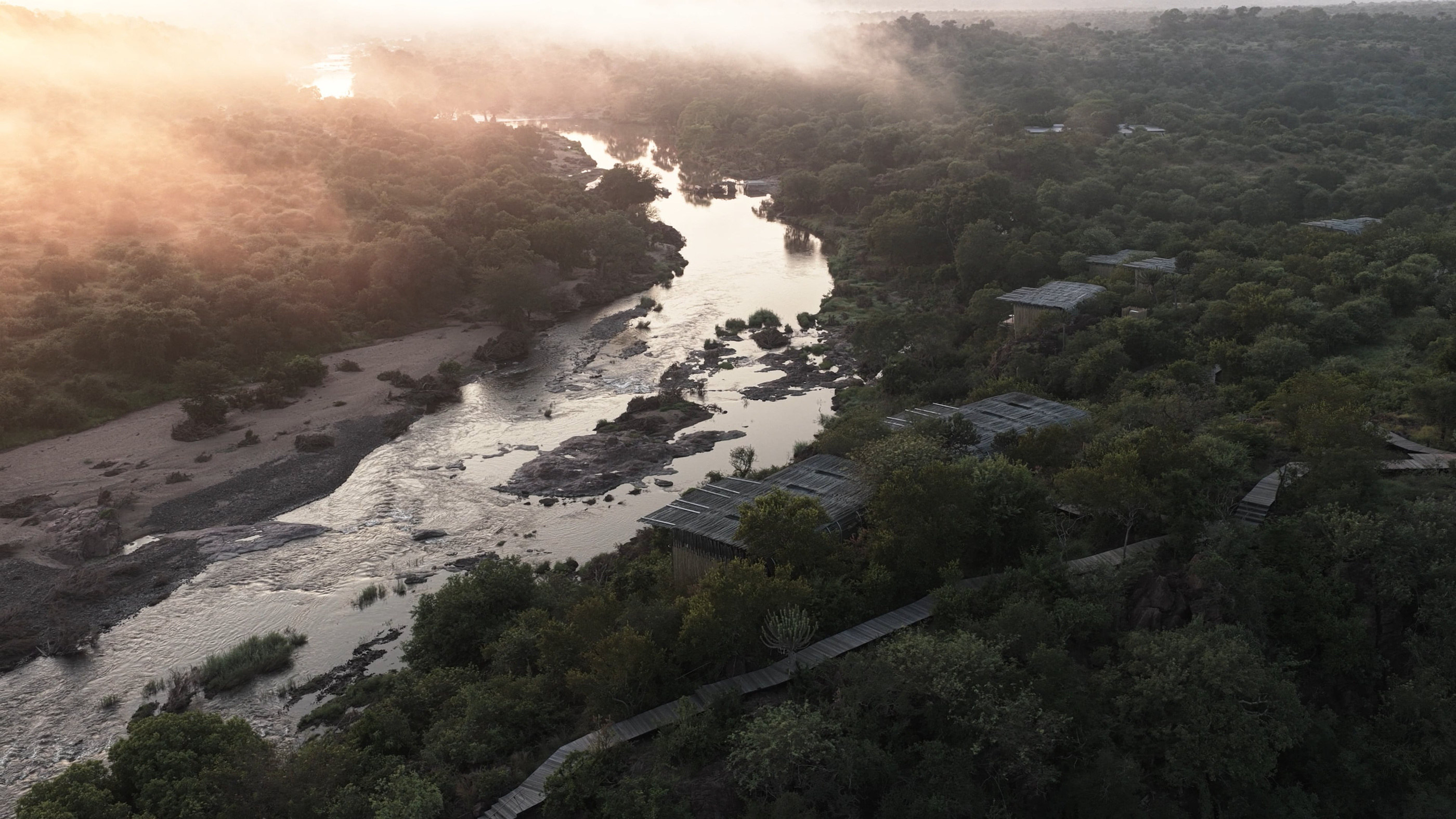 River and surrounding landscape in Singita’s Lebombo image sequence.