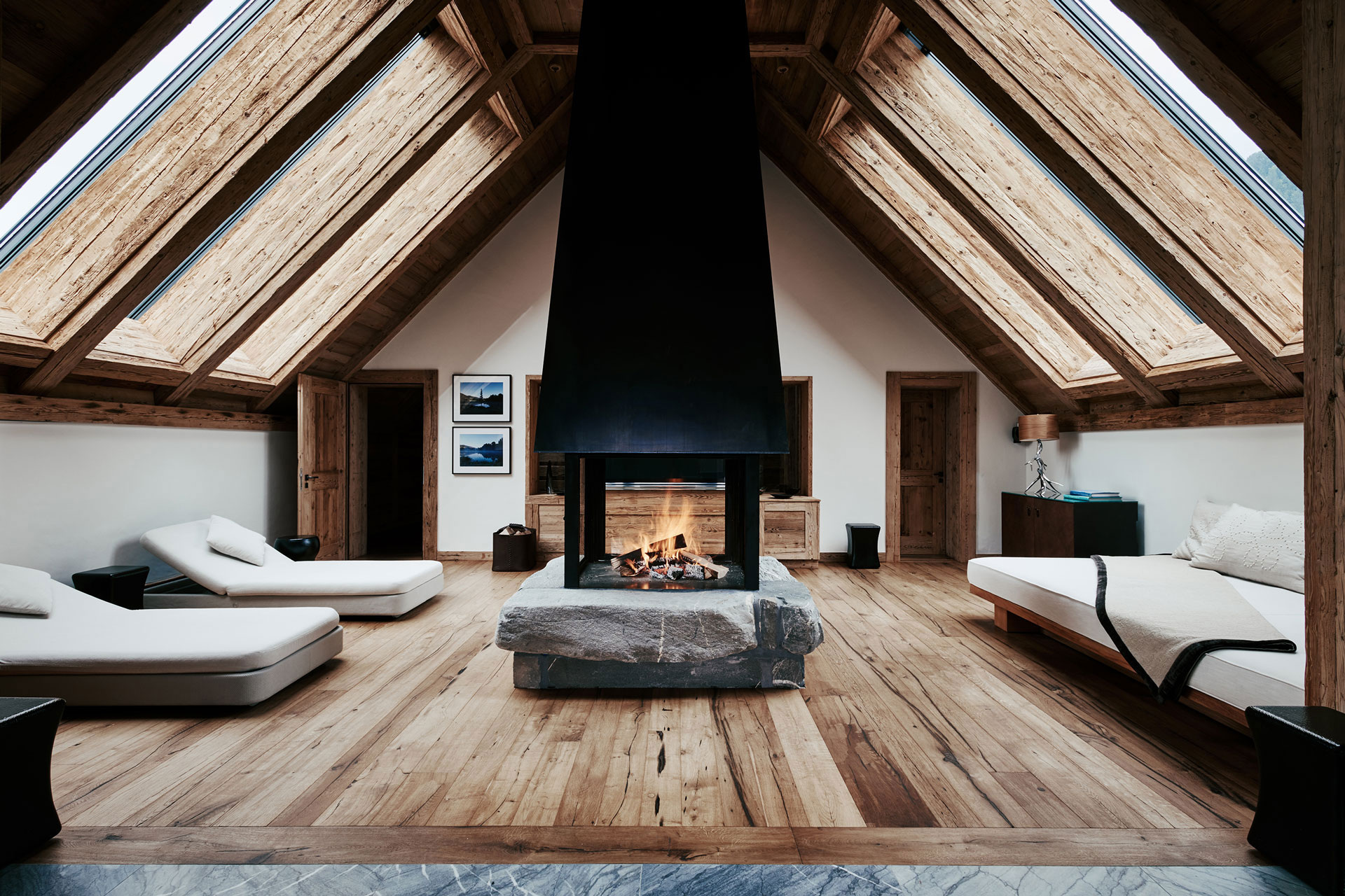The timber-lined lounge of the Panorama Suite, shown in the official property imagery.