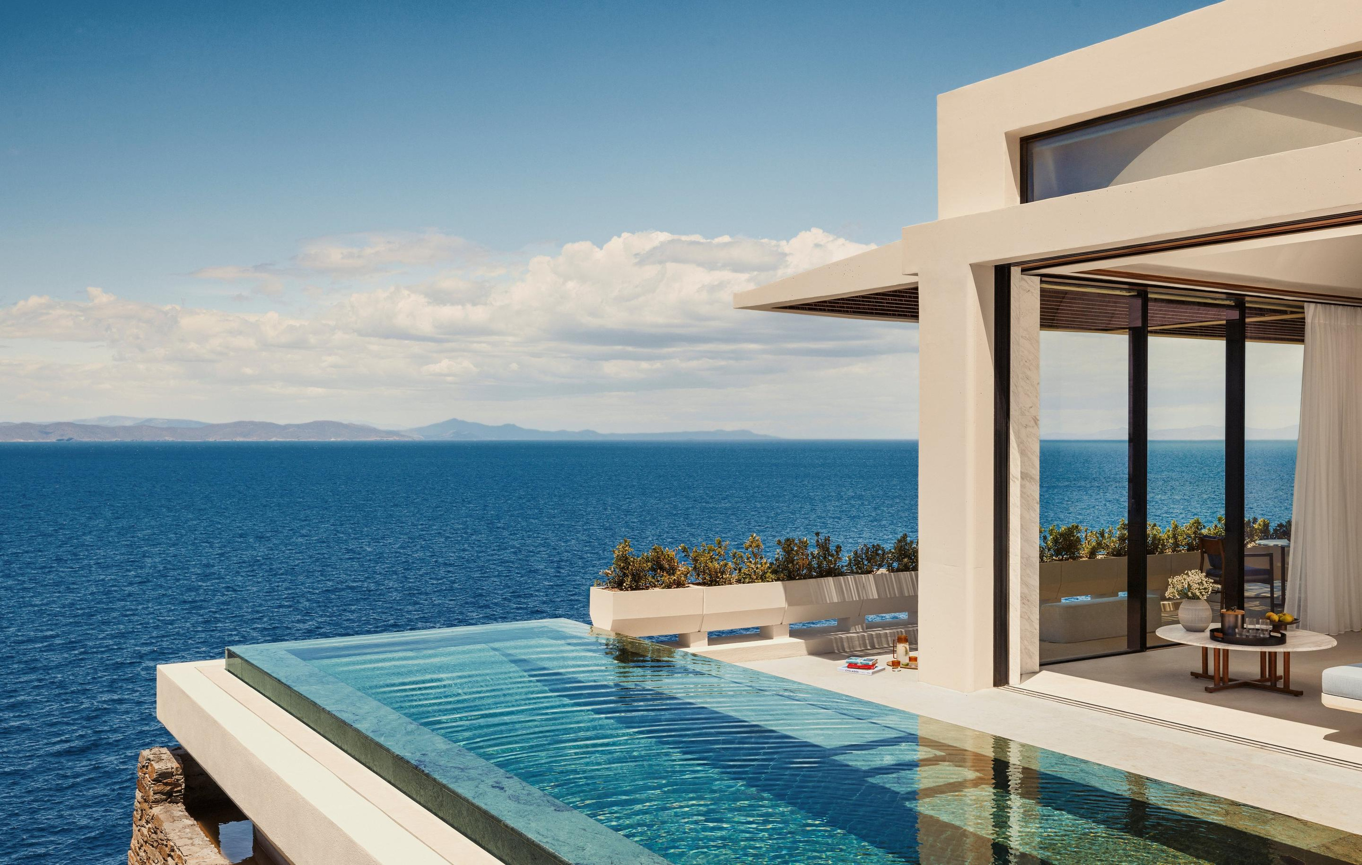 One&Only Kéa Island pool and villa architecture above the Aegean.