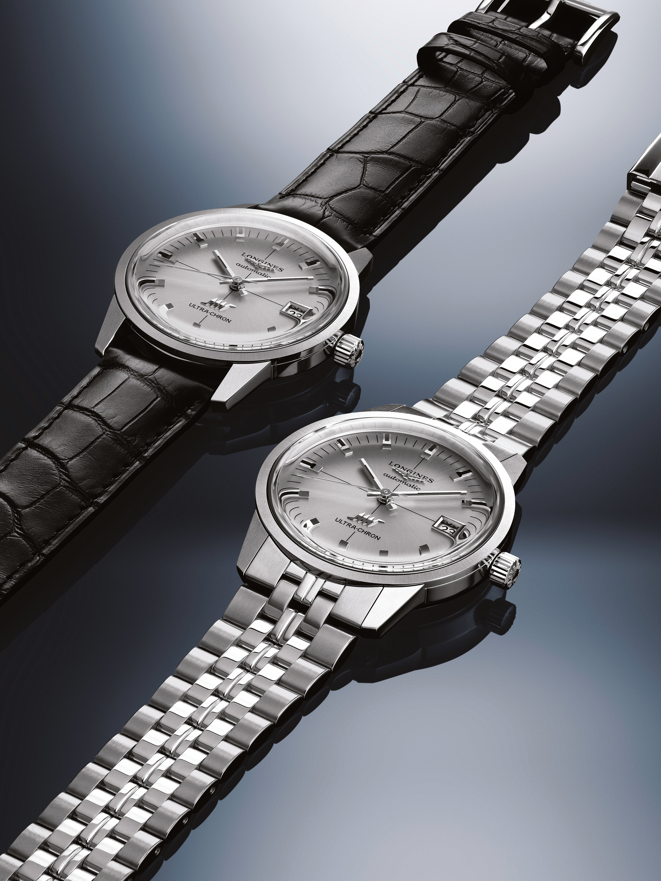 Ultra-Chron Classic 40 mm family on leather and bracelet, from Longines’ named launch imagery.