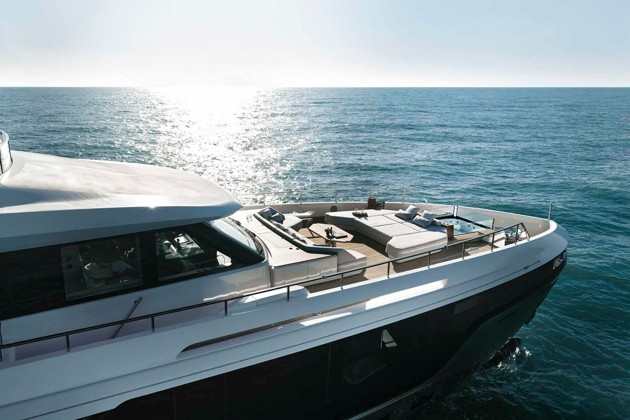 The forward exterior sitting area on the Grande 36M.
