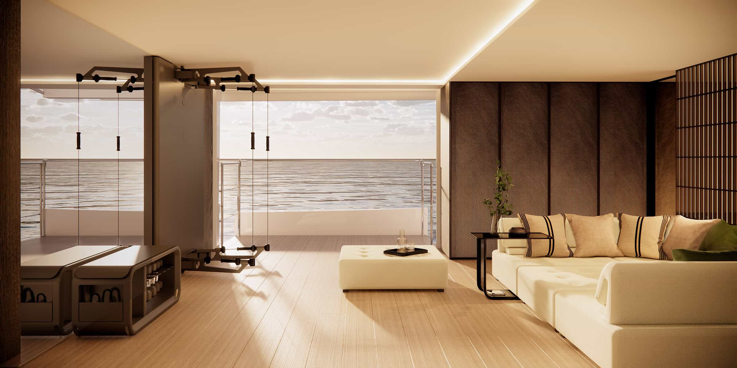 Alternative multipurpose main-deck setting in the Oasis 42M project visualisations.