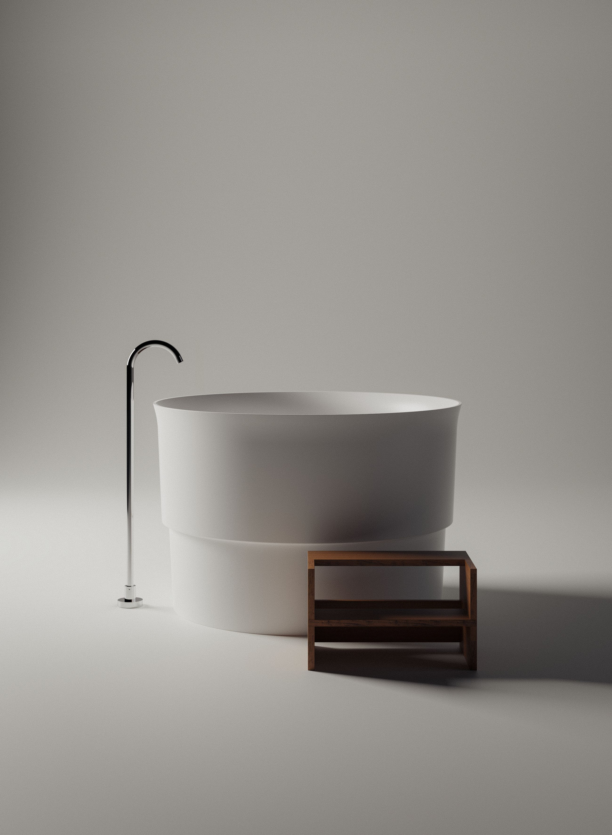 Official visualisation of round Immersion with its timber seat.