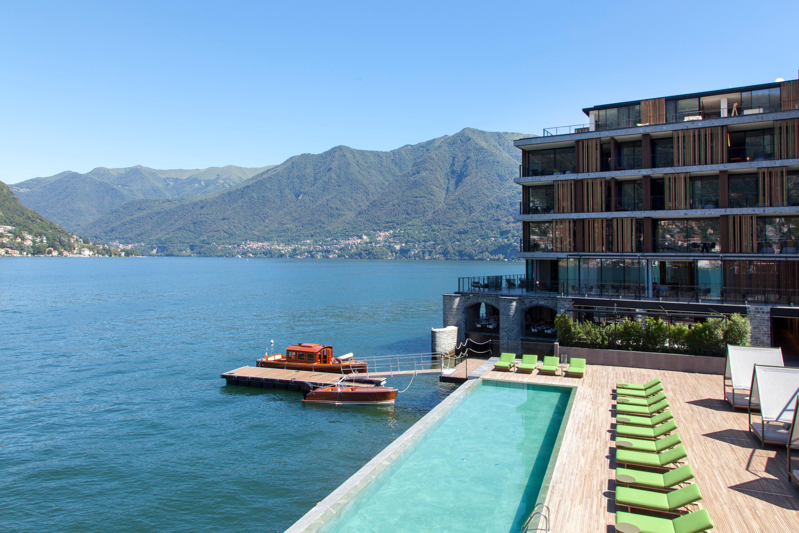 The pool and waterfront edge, shown in the hotel’s official gallery.