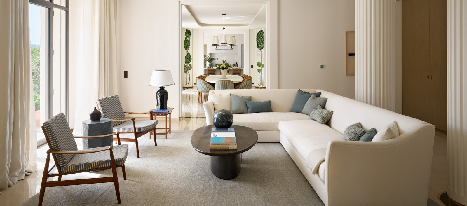 A residential seating area at Le Provençal in the official project case study.