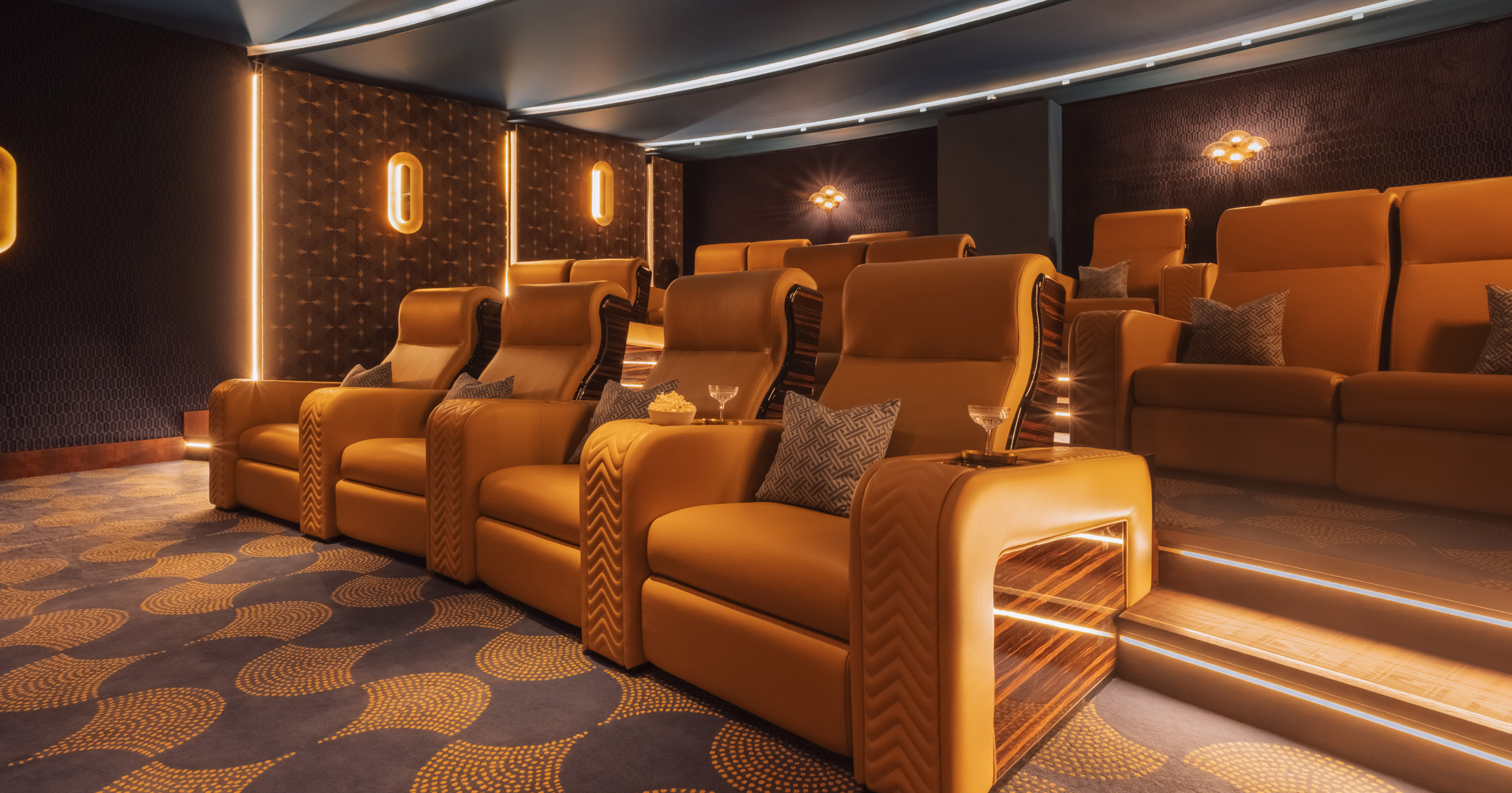 Cinema seating at Le Provençal in the official Crestron project case study.