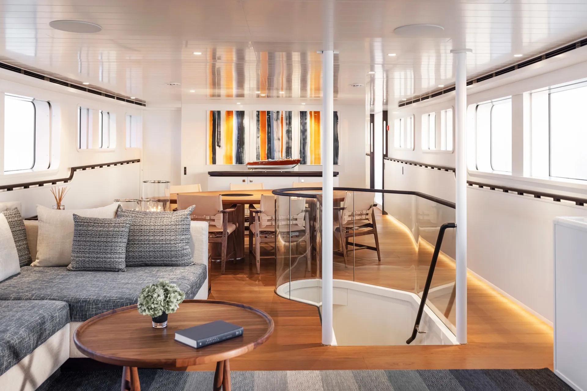The documented post-rebuild saloon; a project image, not a new onboard visit.