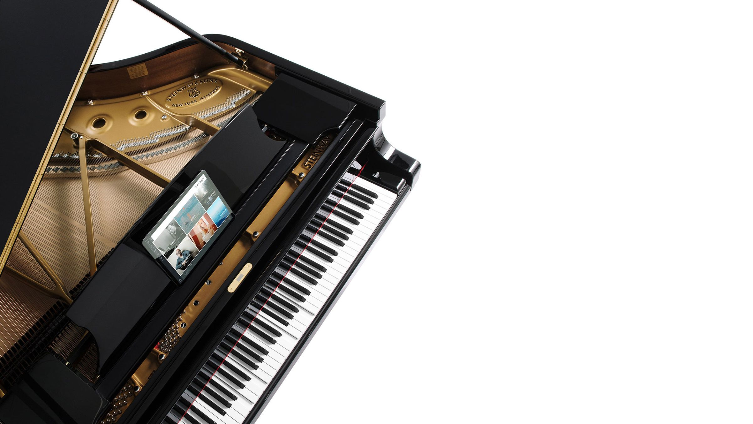 An overhead product view of Spirio r published by Steinway.