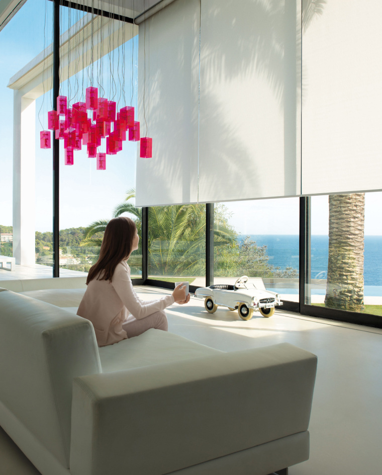 A room and its shaded outlook in Crestron’s published imagery.