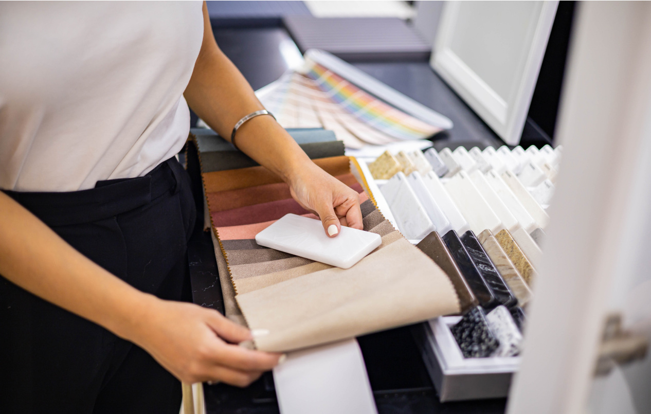 Fabric selection pictured in Crestron’s official material.