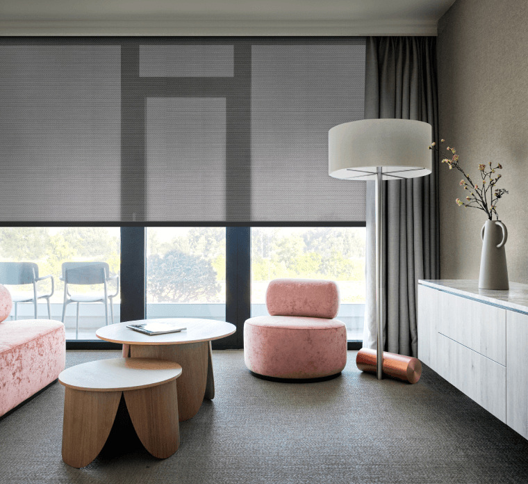 An interior used to illustrate Crestron’s shade-hardware account.