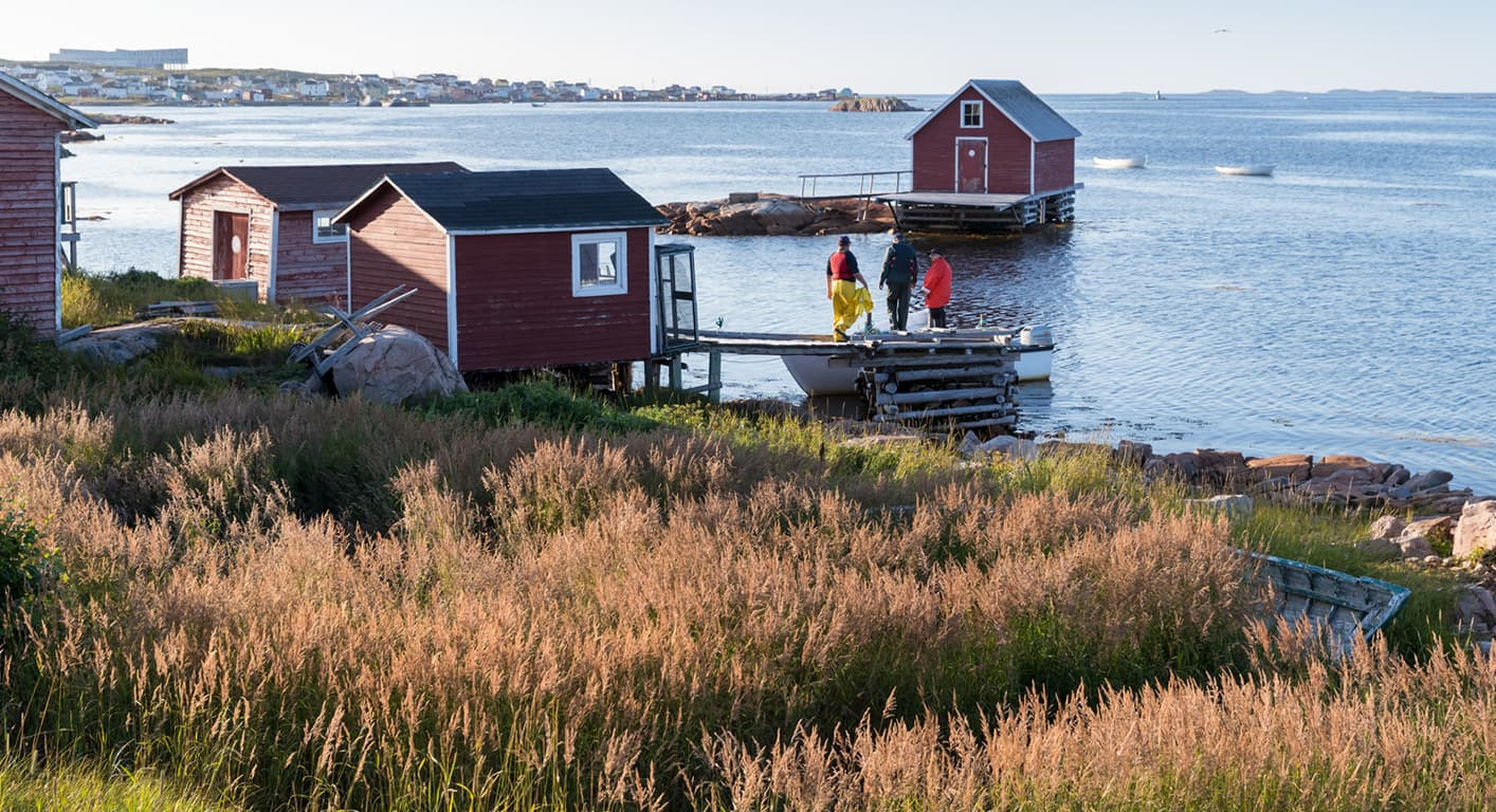 Coastal buildings in Fogo Island Inn’s official island photographic sequence.