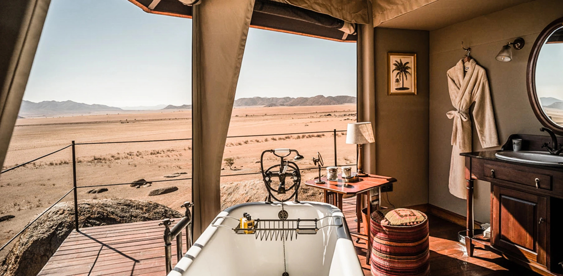 A bathroom setting from the official two-bedroom tent presentation.