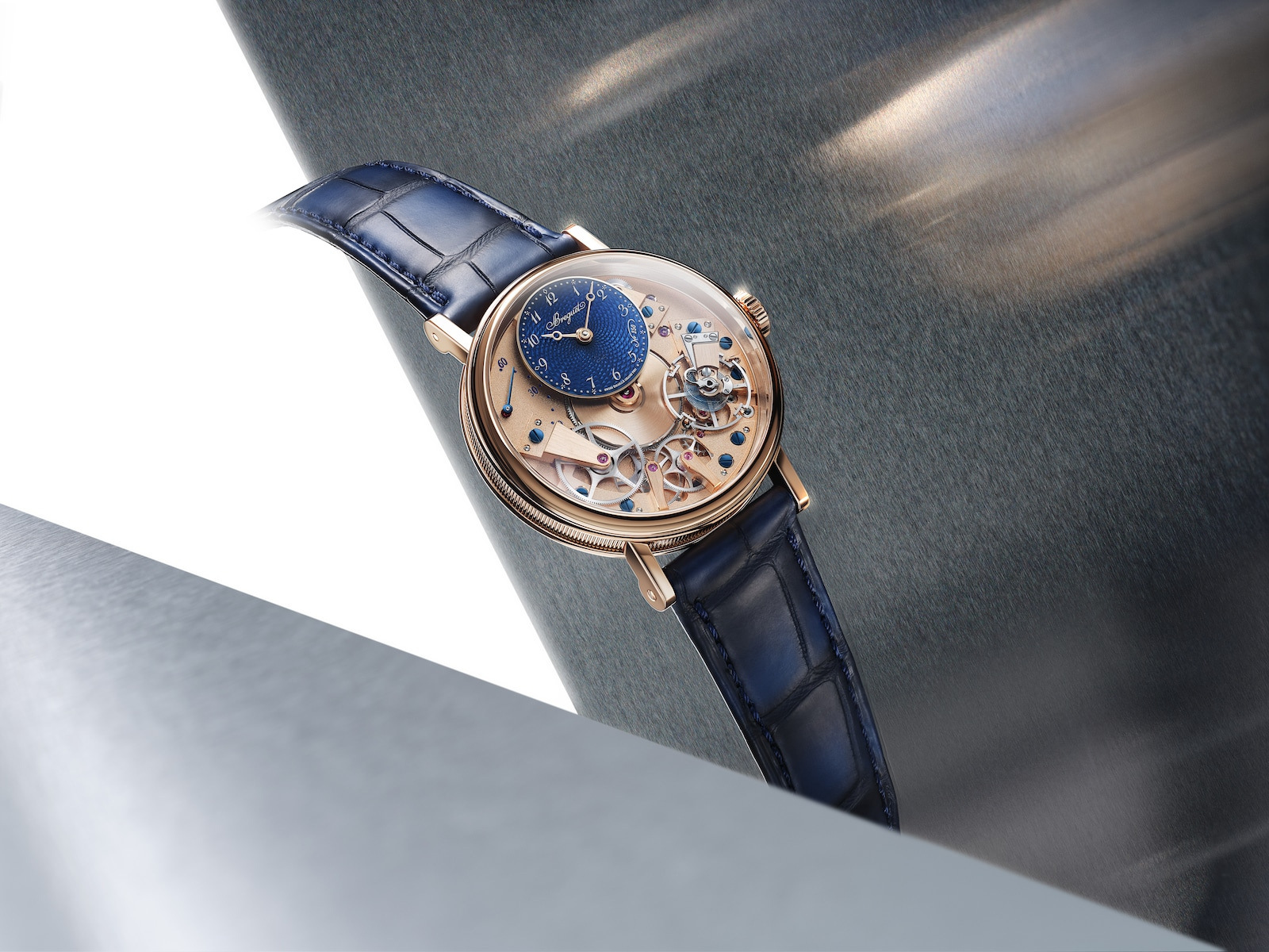 Tradition 7035BH/H2/9V6 in Breguet’s official anniversary still-life imagery.